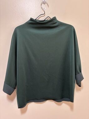 Anthropologie Whitley Mock-Neck Top in Deep Forest Green size small